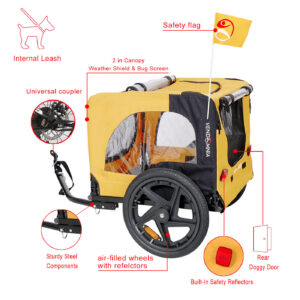 Foldable Pet Stroller with Bicycle Tow