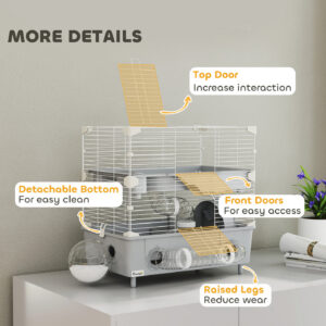 2-Tier Hamster Cage with Wheel & Accessories