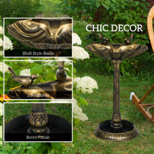 32in Bronze Bird Bath with Planter Pedestal