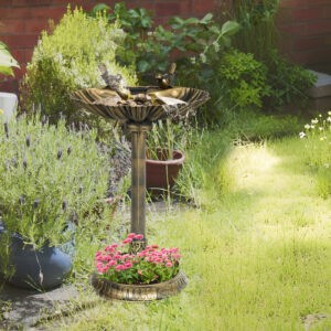 32in Antique Bronze Bird Bath with Pedestal