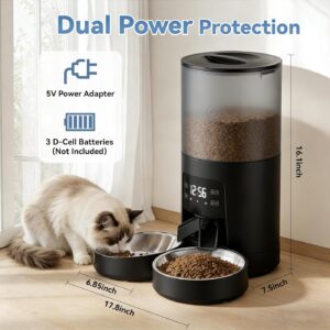 6L Automatic Pet Food Feeder with Stainless Steel Bowl