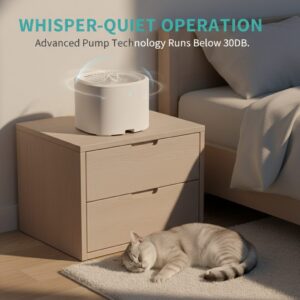 Ultra-Quiet Cat Water Fountain, 3L Motion-Sensor Dispenser