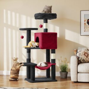 44-Inch Multi-Cat Tree Tower with Hammock and Sisal Posts