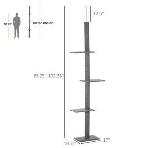 Floor-to-Ceiling Cat Tree with Sisal Posts, Gray