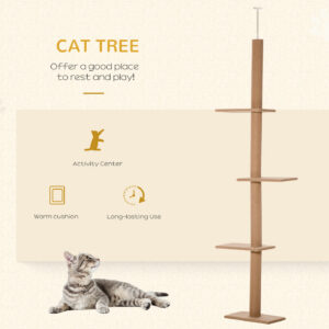 Floor-to-Ceiling Cat Tree with Sisal Posts, Brown